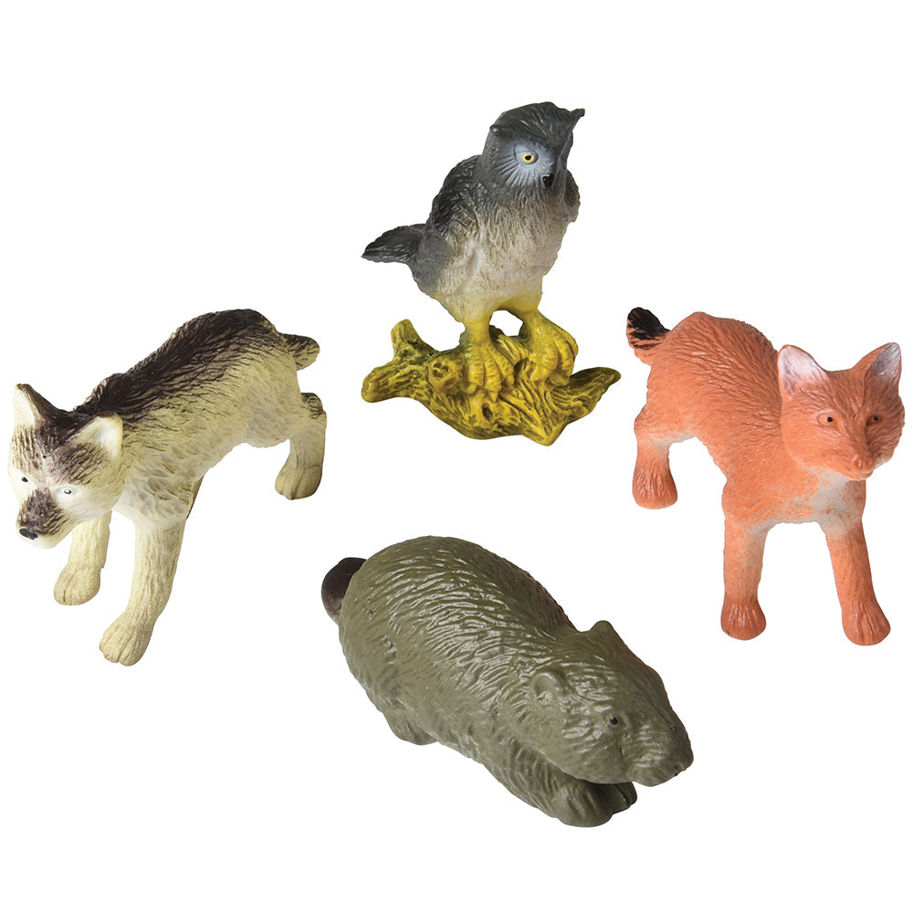 Close-up View of 4 Figures of Forest Animals