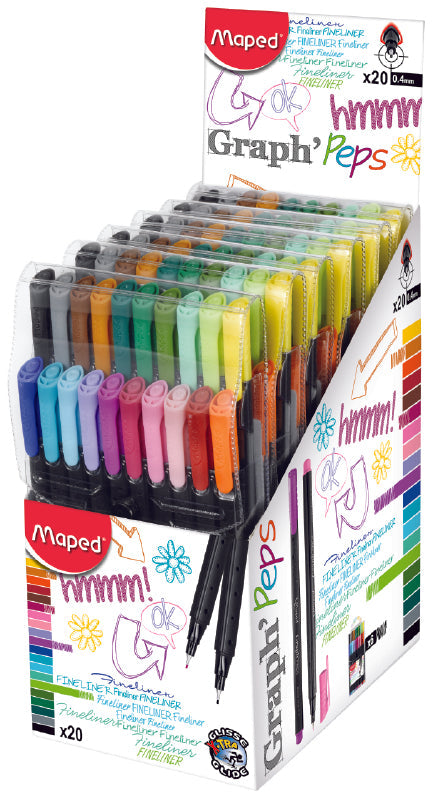 Graph Peps Felt Tipped Fine Liner Pens 20 ct. Packs