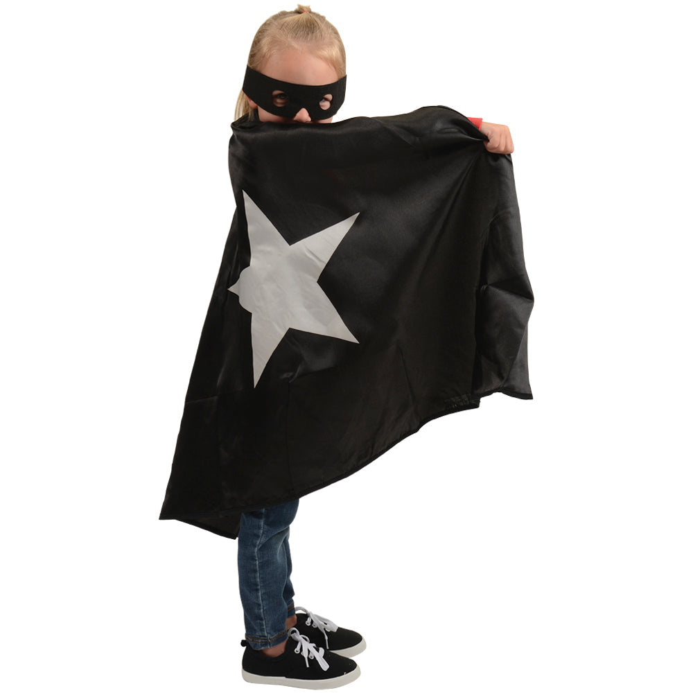 Adjustable Black Hero Cape & Mask Set for Kids
