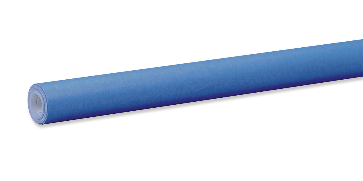 A roll of bright blue bulletin board art paper.