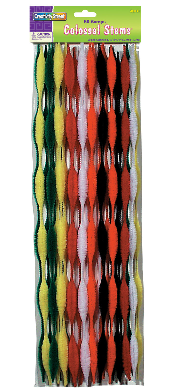 Colossal Bump Stems – Jumbo 19.5" Chenille Craft Sticks | 50-Pack in Assorted Colors