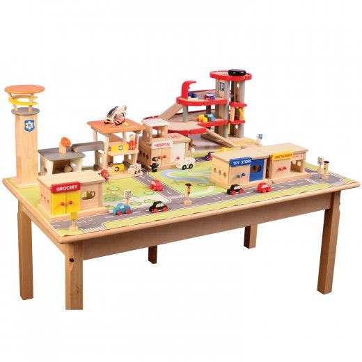Wooden Town & City Combo Set with Play Mat