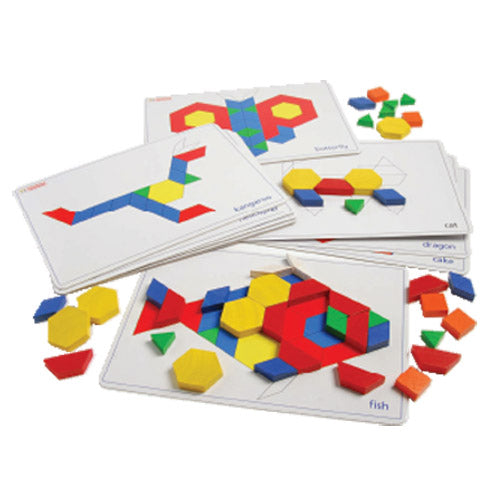 Wood Pattern Blocks w/Activity Cards -Learning Activity