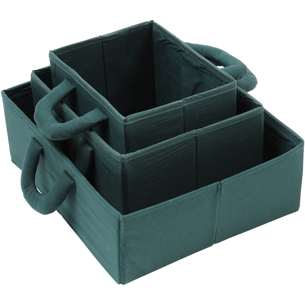 Nesting Green Storage Bins | Set of 3 Foldable Organizers in Varying Sizes