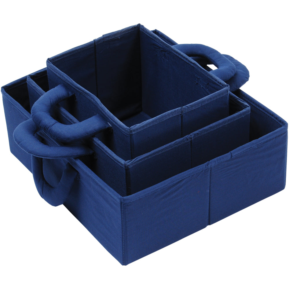Nesting Blue Storage Bins | Set of 3 Foldable Organizers in Varying Sizes