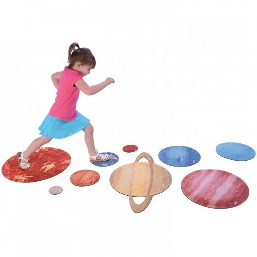 Solar System Floor Mats for Kids – 10-Piece Indoor/Outdoor Space-Themed Seating Set with Non-Slip Rubber Backing & Labeled Planets