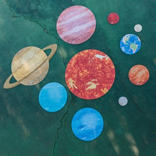 Solar System Floor Mats for Kids – 10-Piece Indoor/Outdoor Space-Themed Seating Set with Non-Slip Rubber Backing & Labeled Planets