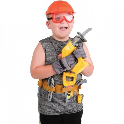 Kid Modeling Master Builder's Tool Set | 21-Piece Pretend Play Kit with Hard Hat, Toolbelt, and 4-in-1 Multitool