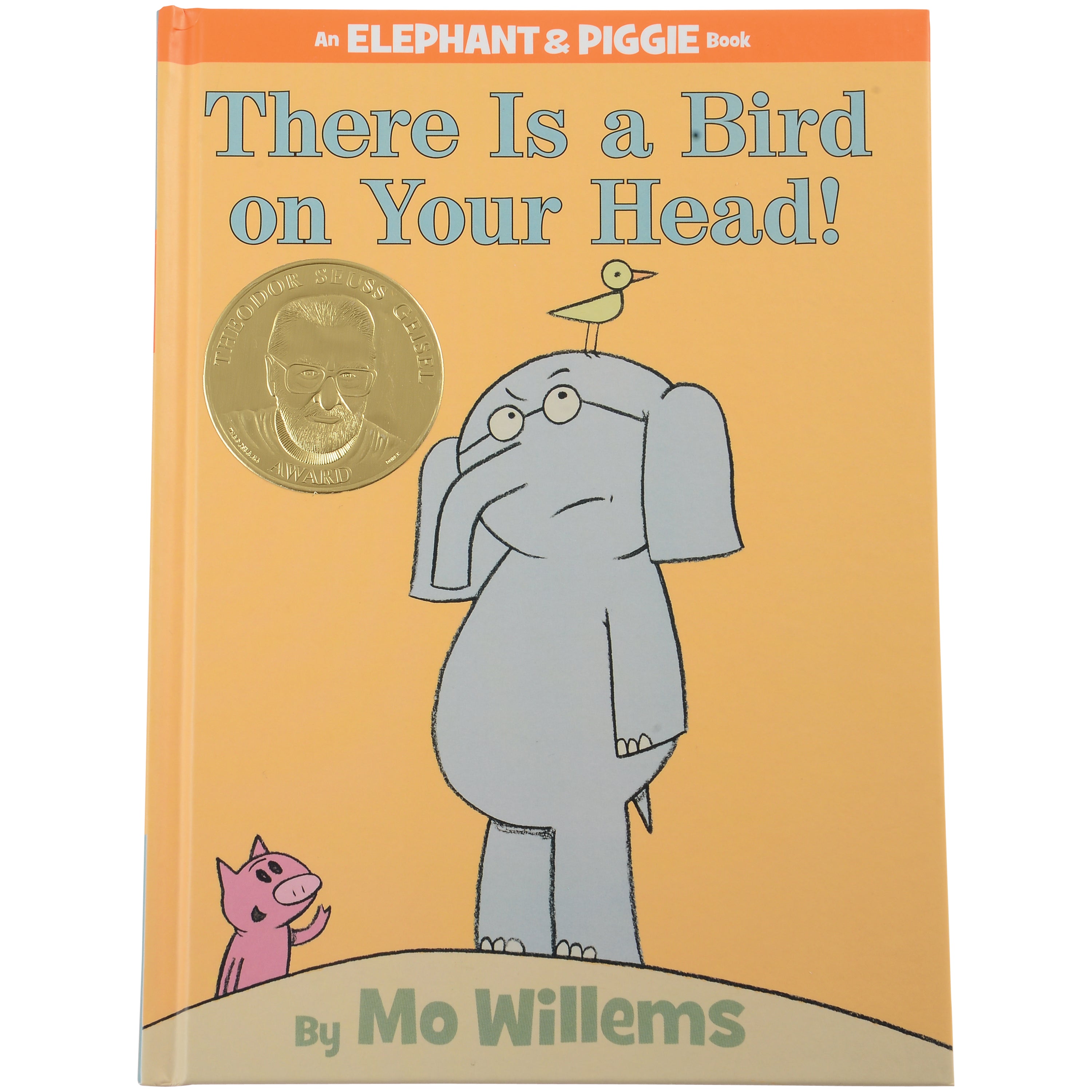 There Is A Bird on Your Head hardcover children's book on white background