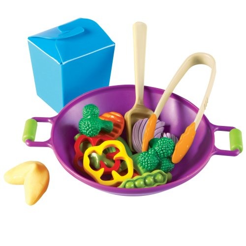 Kids' Play Food – 17-Piece Vegetable Stir-Fry Set with Wok