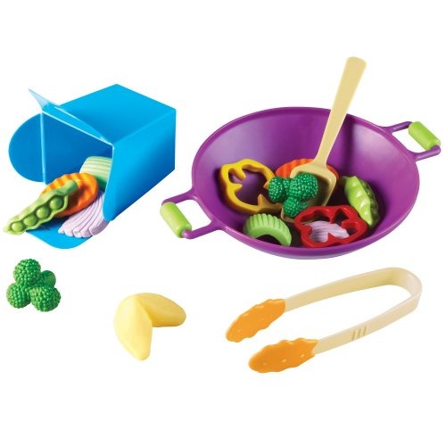 Kids' Play Food – 17-Piece Vegetable Stir-Fry Set with Wok