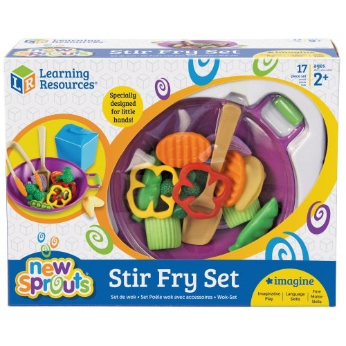 Kids' Play Food – 17-Piece Vegetable Stir-Fry Set with Wok