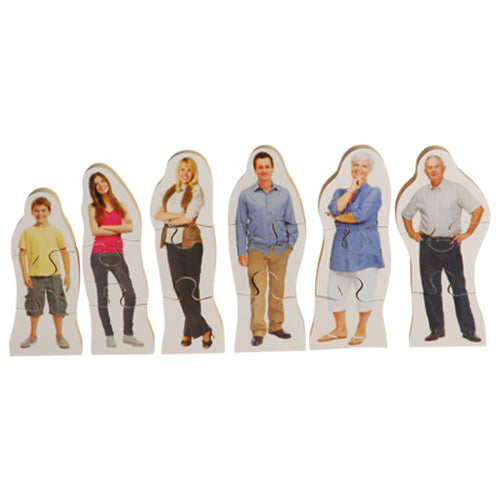 Caucasian Family Block Puzzles | Multicultural Wooden 18-Piece Puzzle Set
