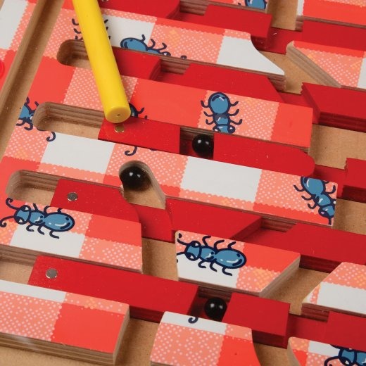 Close-up of Details on Picnic Crumb Challenge Magnetic Maze Game