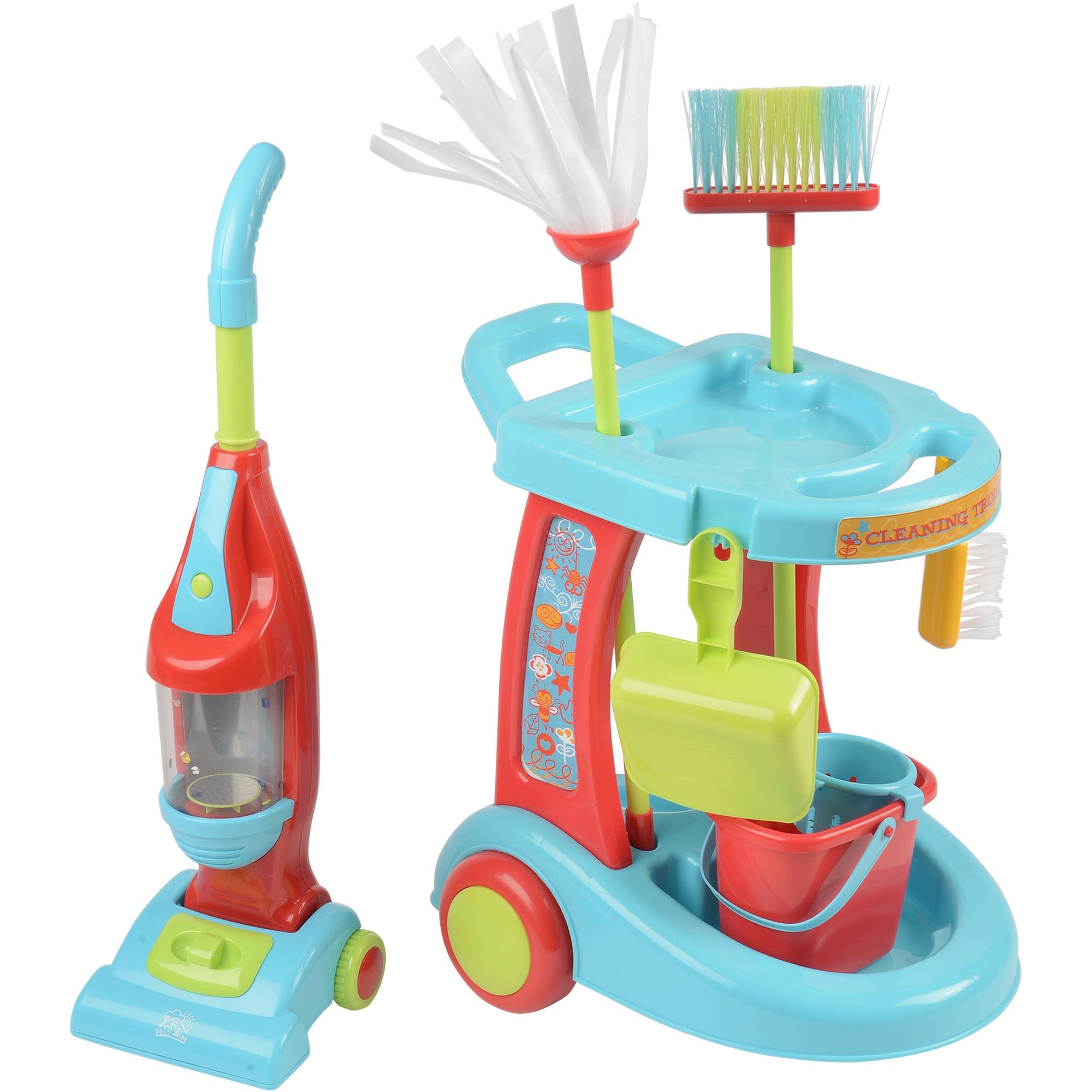 Little Helper Cleaning Set | 12-Piece Toy Kit with Motorized Vacuum & Rolling Cart
