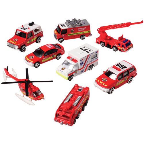 Fire Rescue Truck Carry Case with 22 Pieces – Die-Cast Fire Vehicles & Figures Playset for Kids