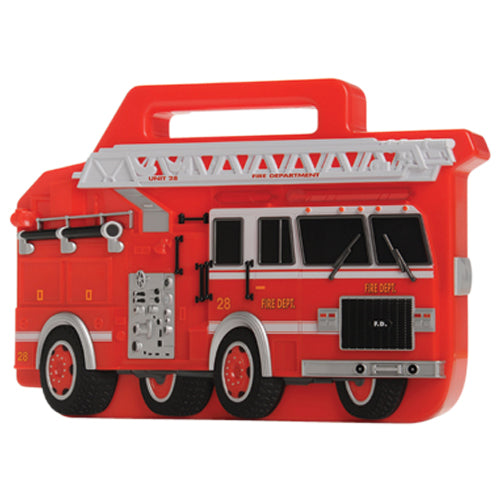 Fire Rescue Truck Carry Case with 22 Pieces – Die-Cast Fire Vehicles & Figures Playset for Kids