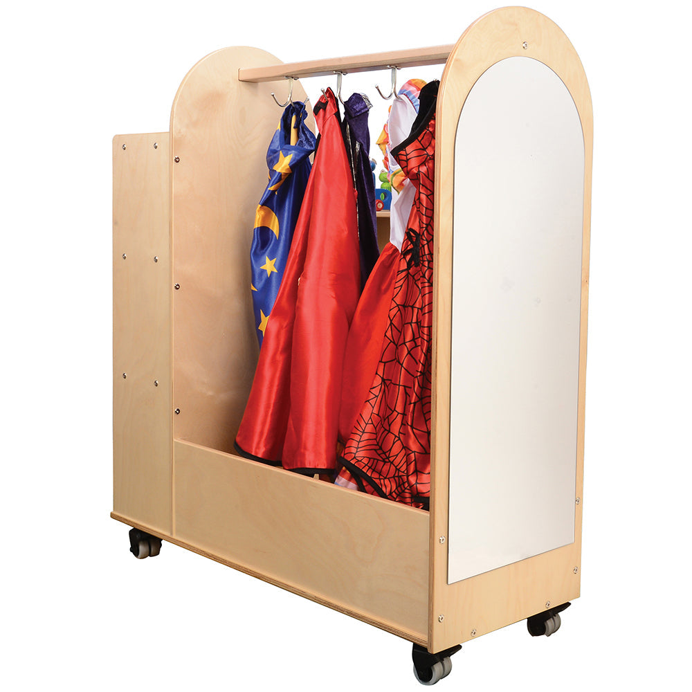 Rolling Dress-Up Storage Cart with Mirror and Hooks | For Kids' Clothes & Accessories
