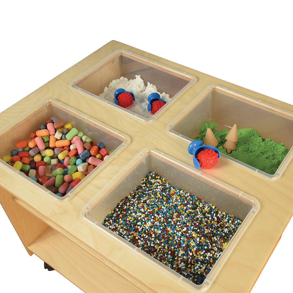 Classroom Sensory Table with Four Individual Tubs