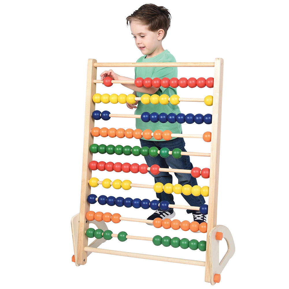Jumbo Wooden Standing Abacus Counting Frame | 100 Beads for Preschool Math Learning