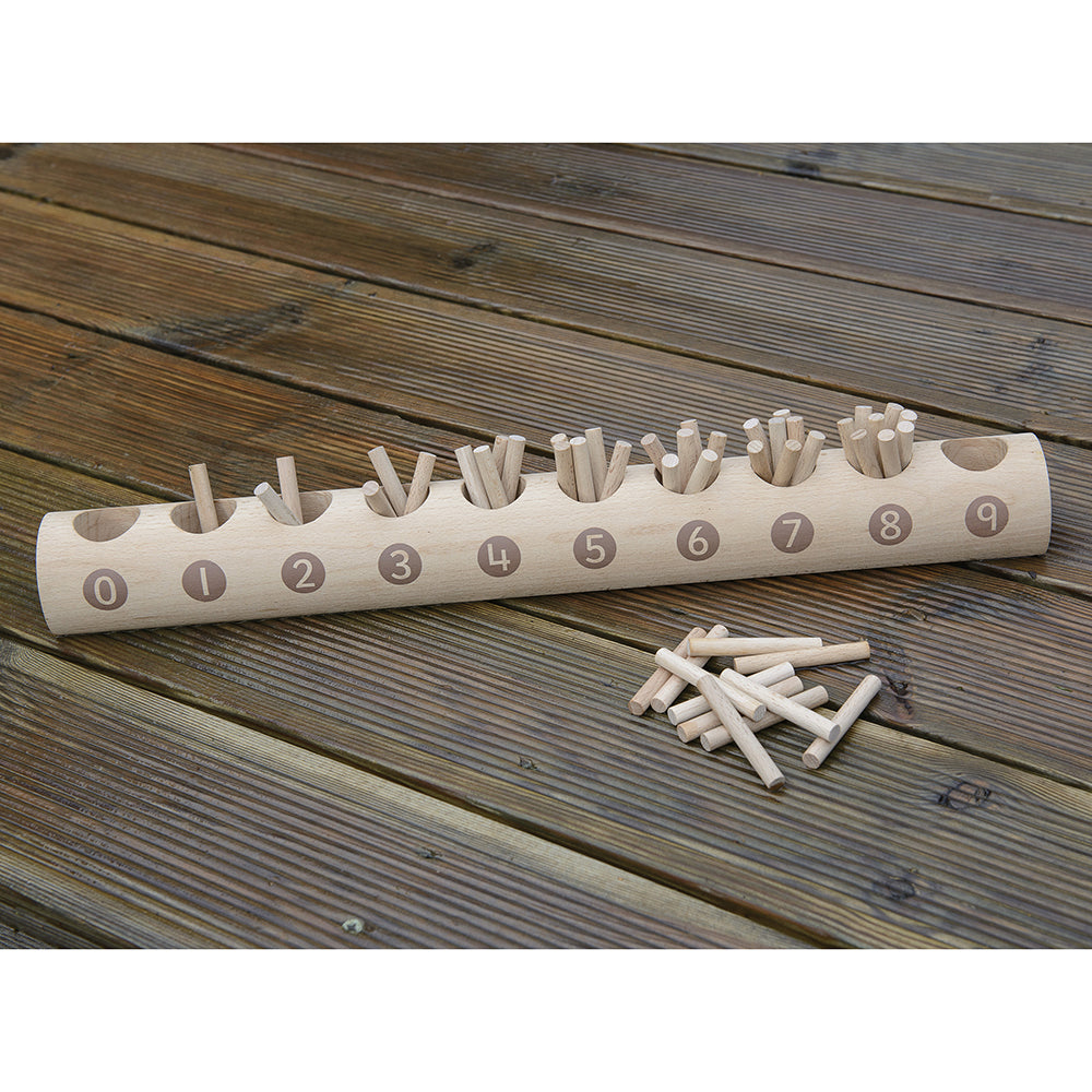 Eco-Friendly Wooden Counting Log with Sticks | Natural Early Math Toy