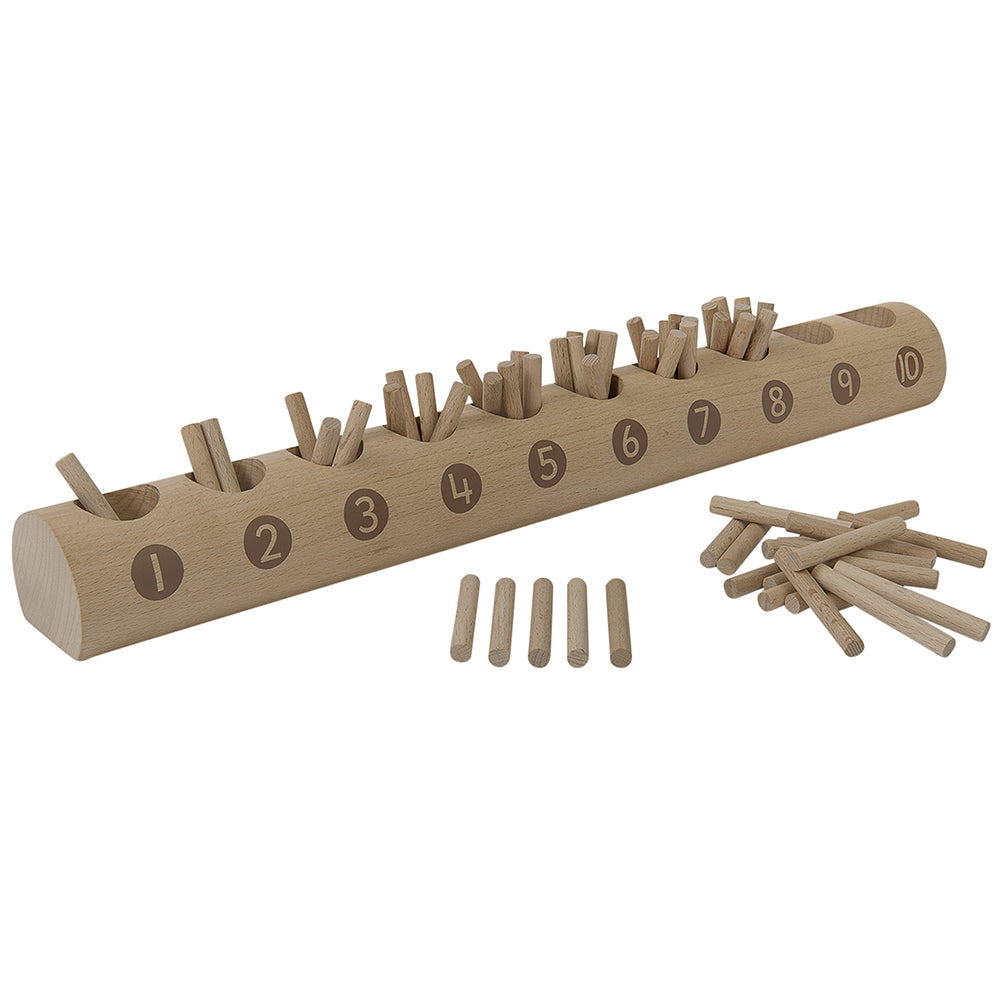 Eco-Friendly Wooden Counting Log with Sticks | Natural Early Math Toy