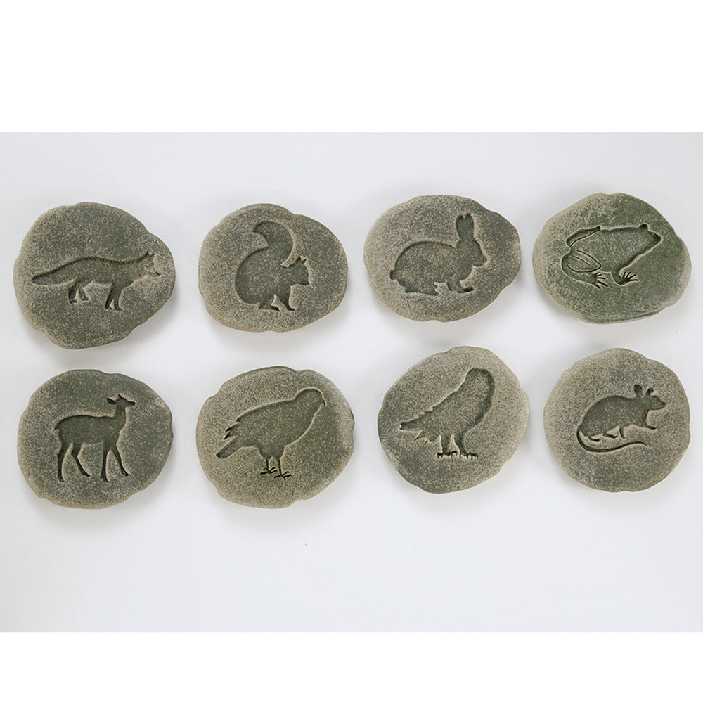 Set of 8 Woodland Animal Footprint Stones