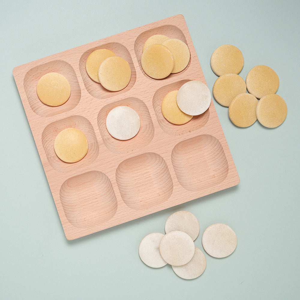 Sorting with Yellow Door® Natural Sorting Tray | 9-Section Wooden Tray