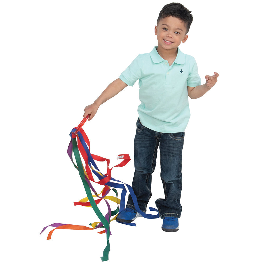 Kid Holding Ring with Attached Ribbons