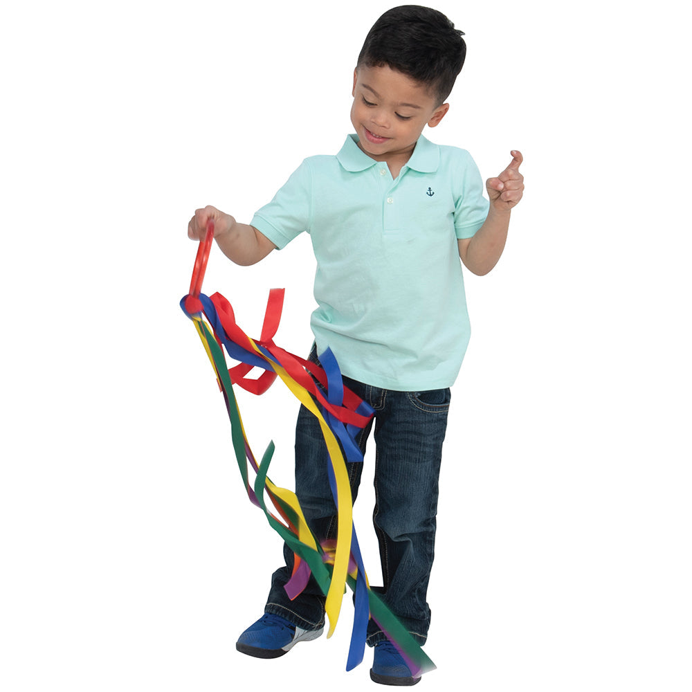 Kid Using Ring with Attached Ribbons