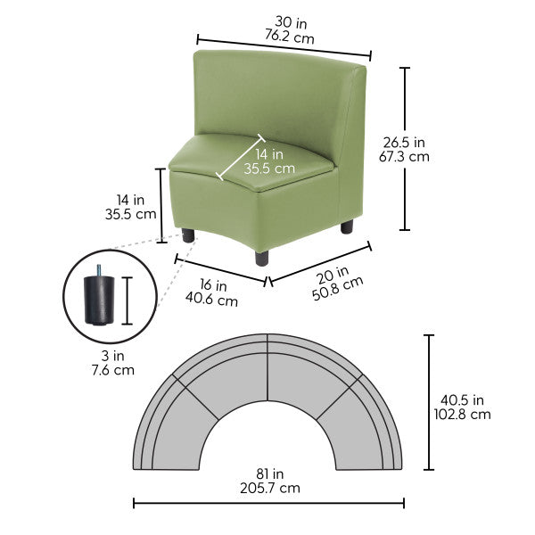 Modular Wedge Chairs, 4-Pack - Fern Green