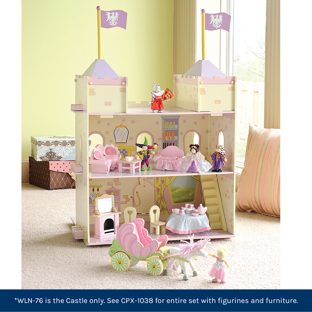 Wooden Fairytale Castle with Accessories in Kid's Play Room