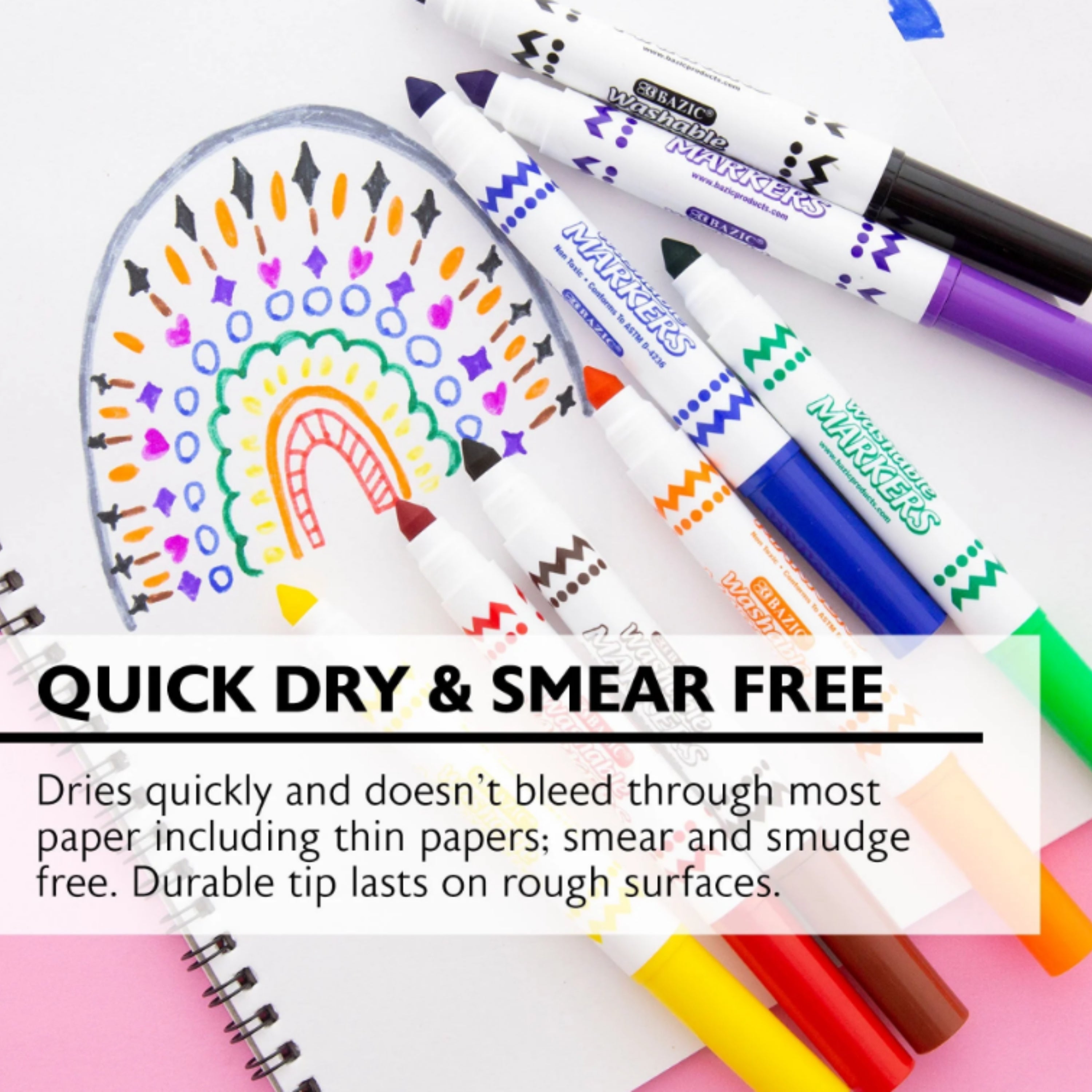 8 Colors Broad Line Jumbo Washable Markers
