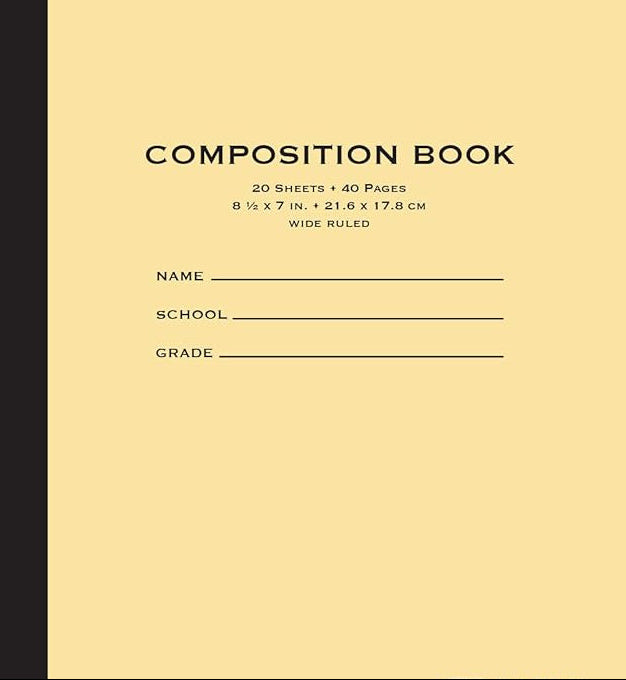 Set of 10 Wide Ruled Composition Books – 40 Sheets, 8.5" x 7"