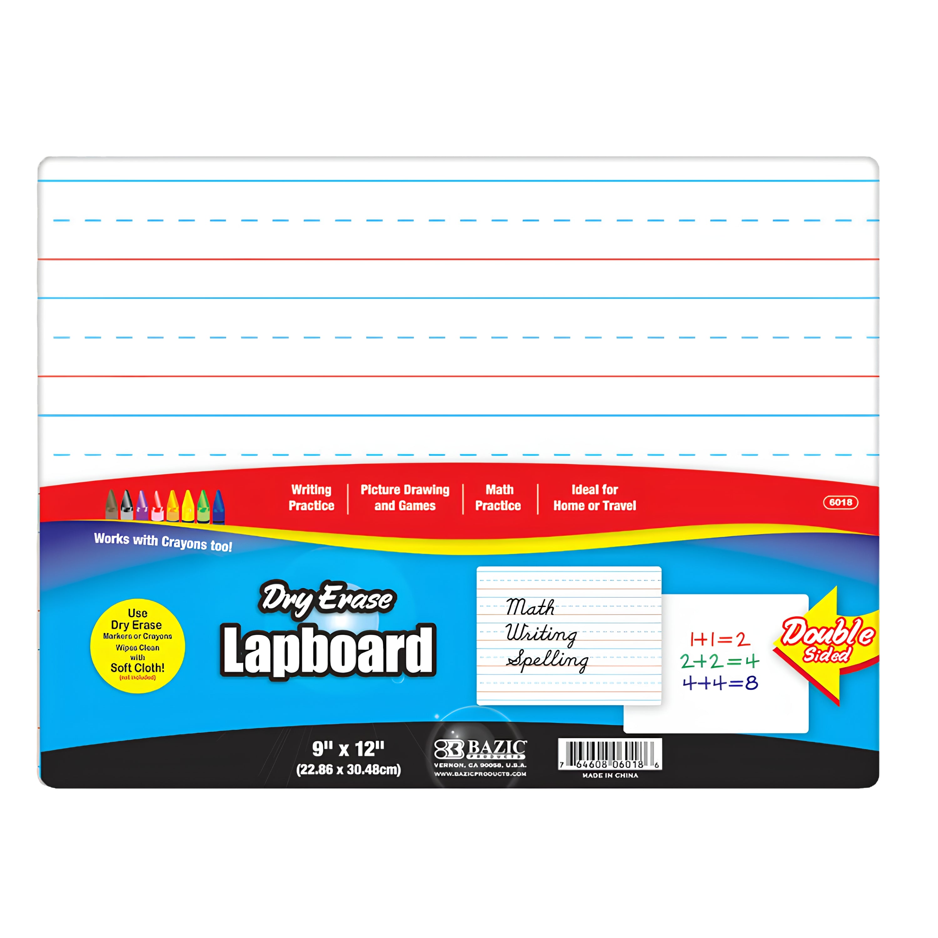 Dry Erase Lapboard, 9" x 12", Double-Sided