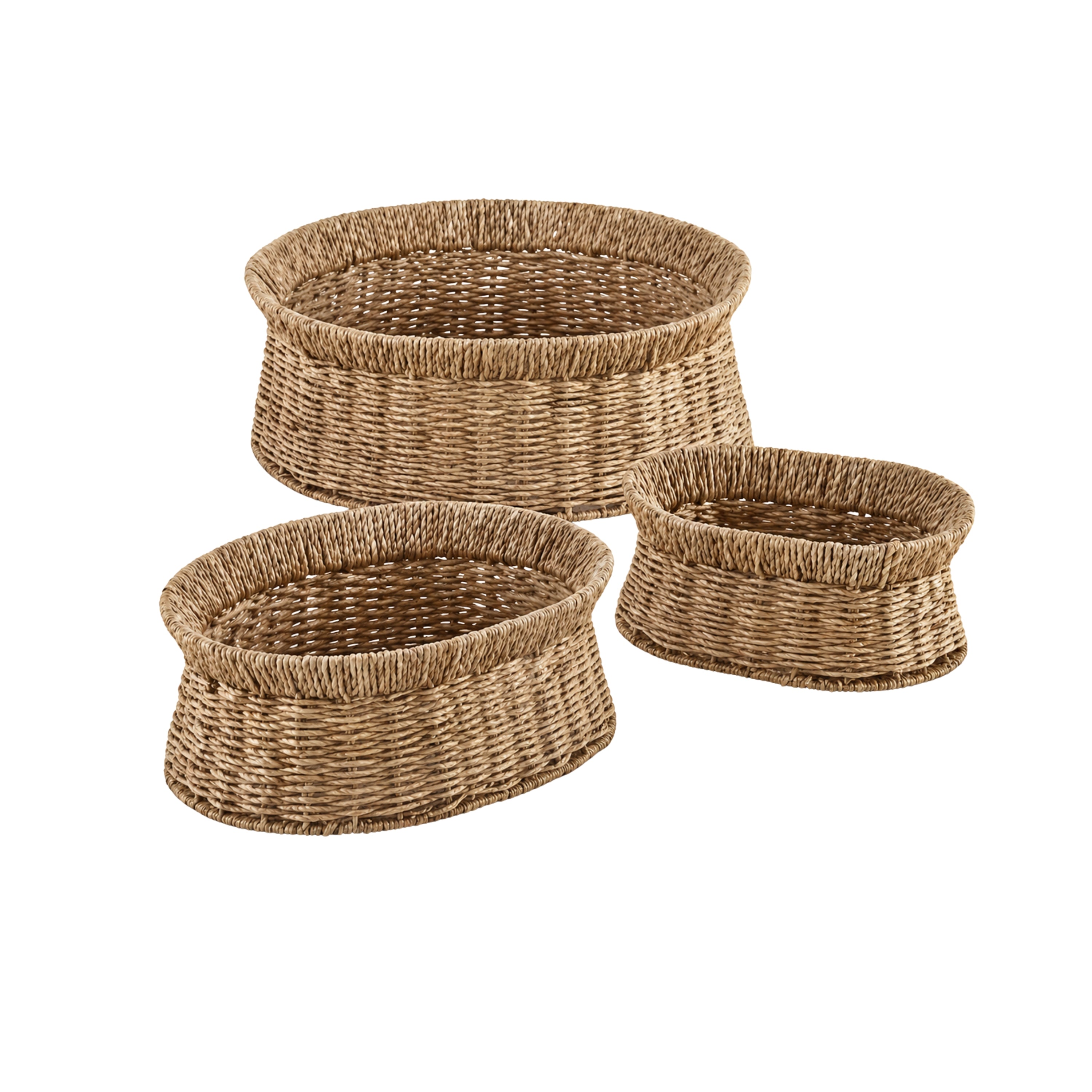 Seagrass Oval Storage Baskets, Set of 3