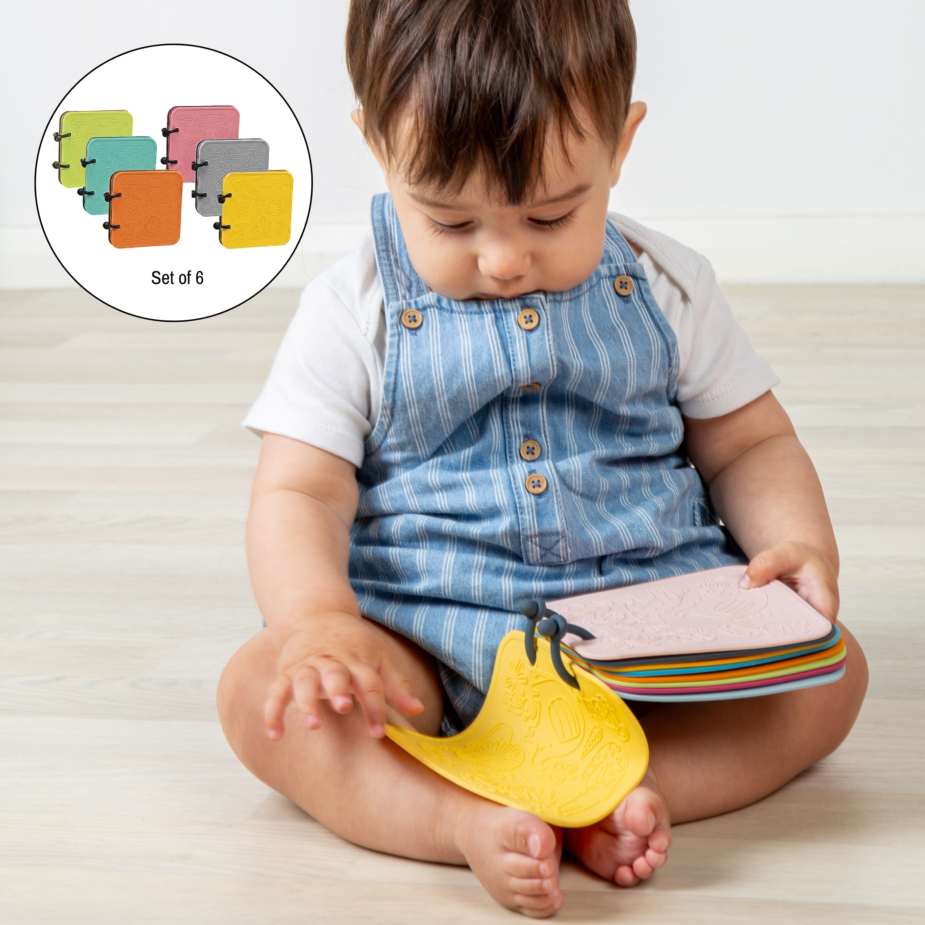 Silicone Washable Baby Books | Set of 6 Soft Sensory Teething Books with Textures, Animals, Colors & Shapes