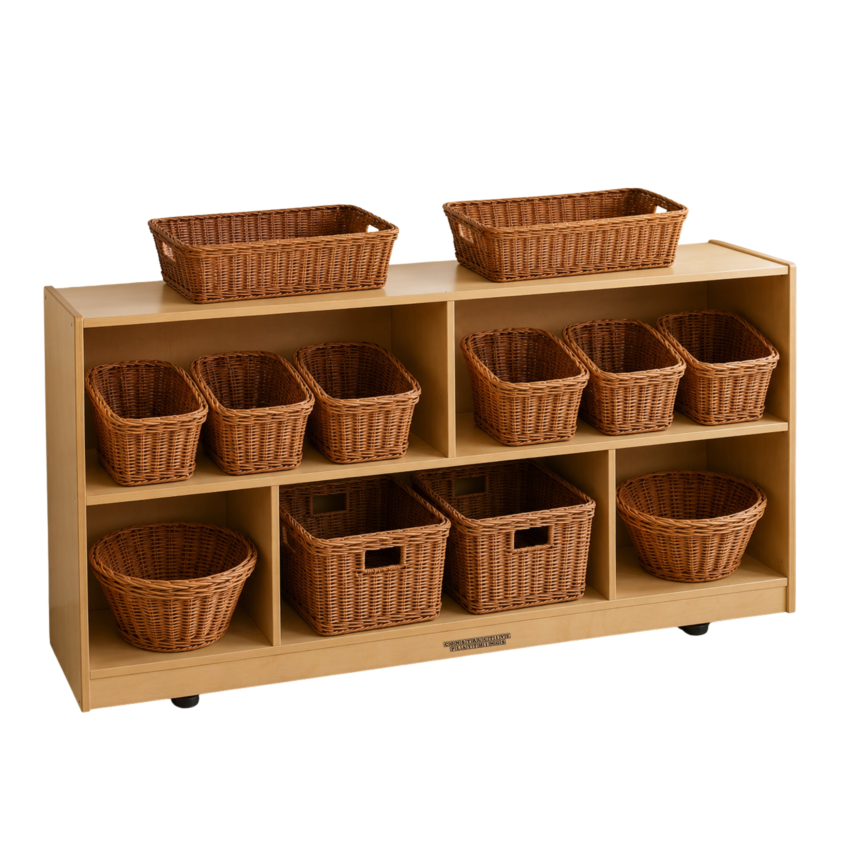 Birch Low Storage & Woven/Wicker Basket Organization Center