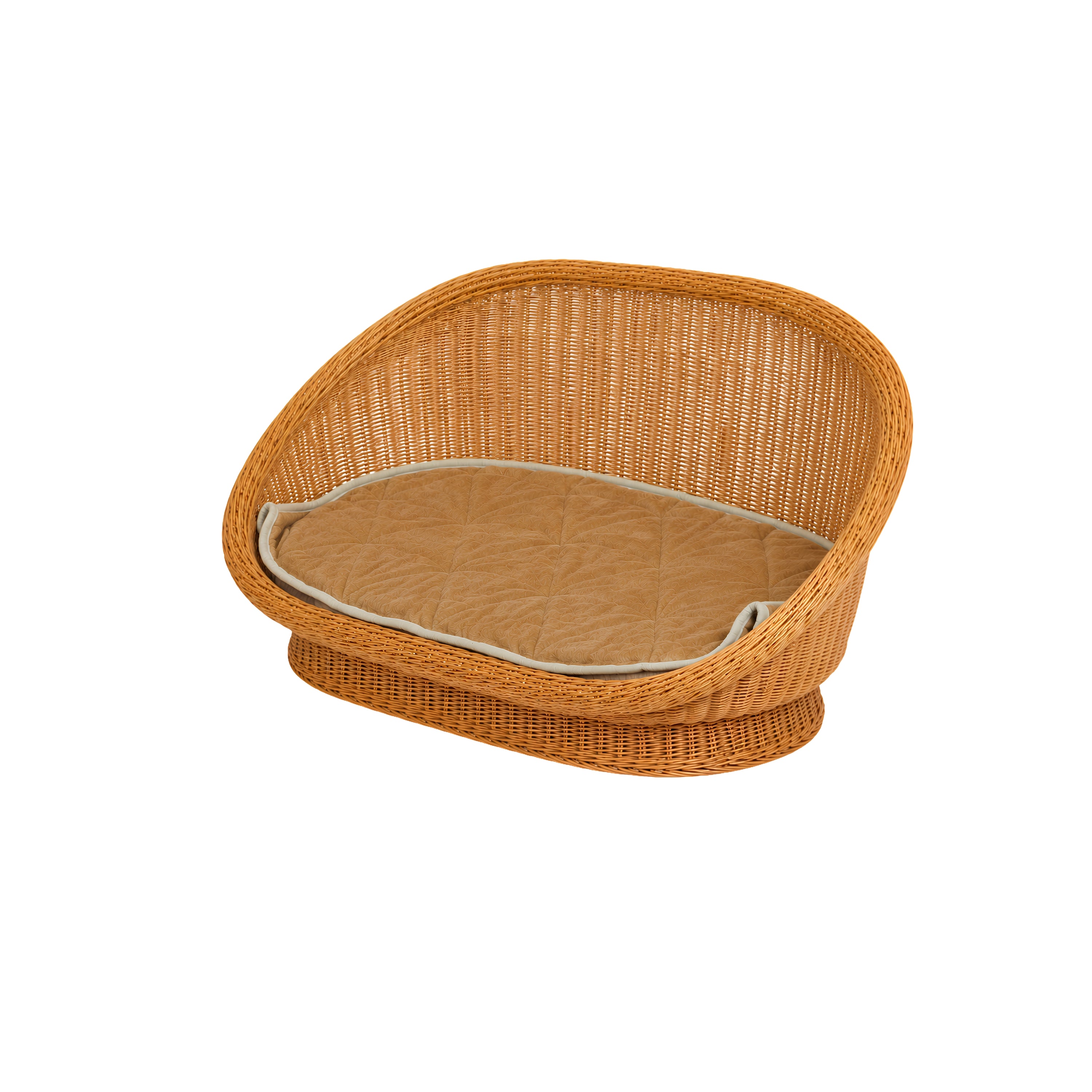 Wicker Reading Couch with Cushion | Natural Cosy Sofa Seating