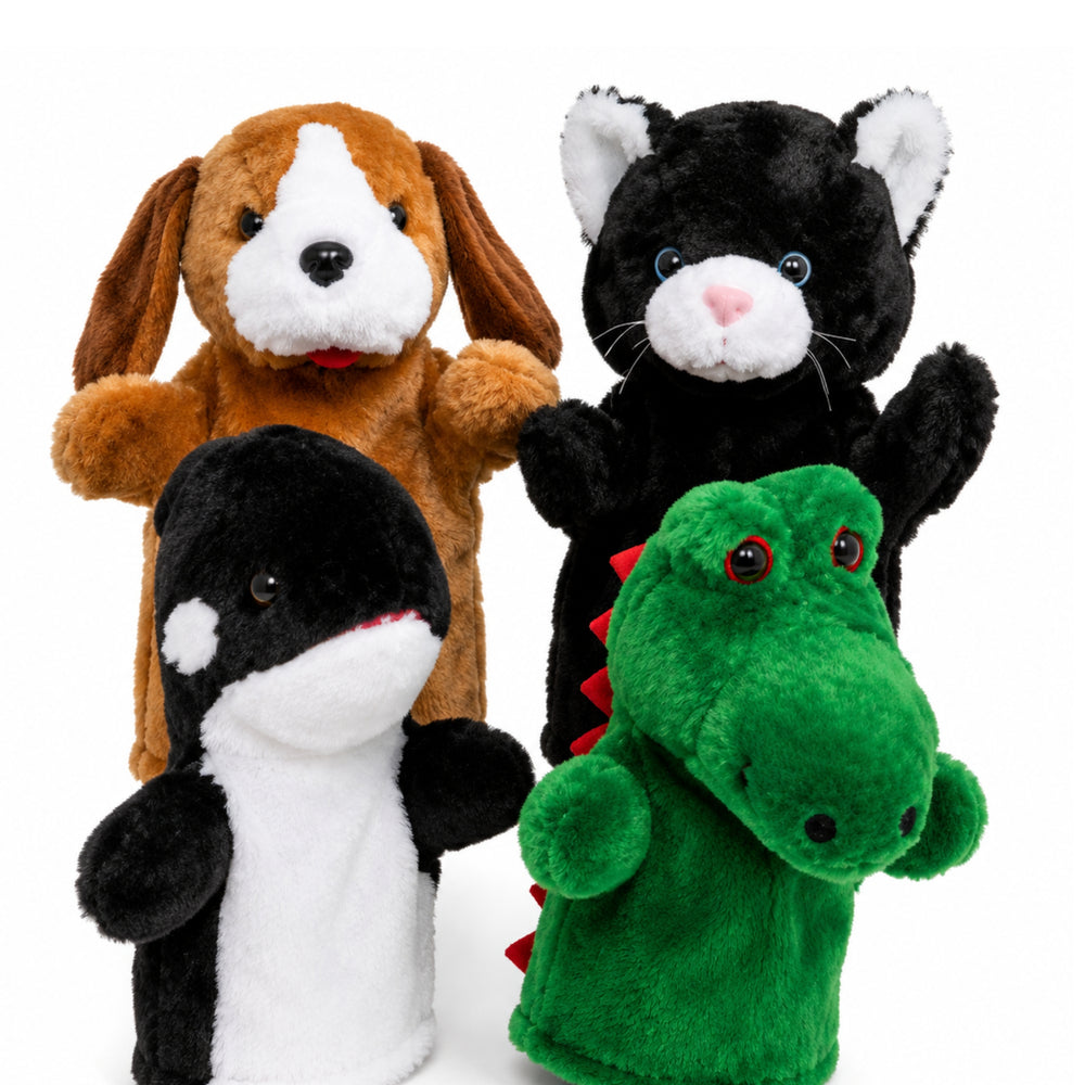 Slip-On Soft Toddler Puppet Set - Cat, Dog, Whale & Dragon ...