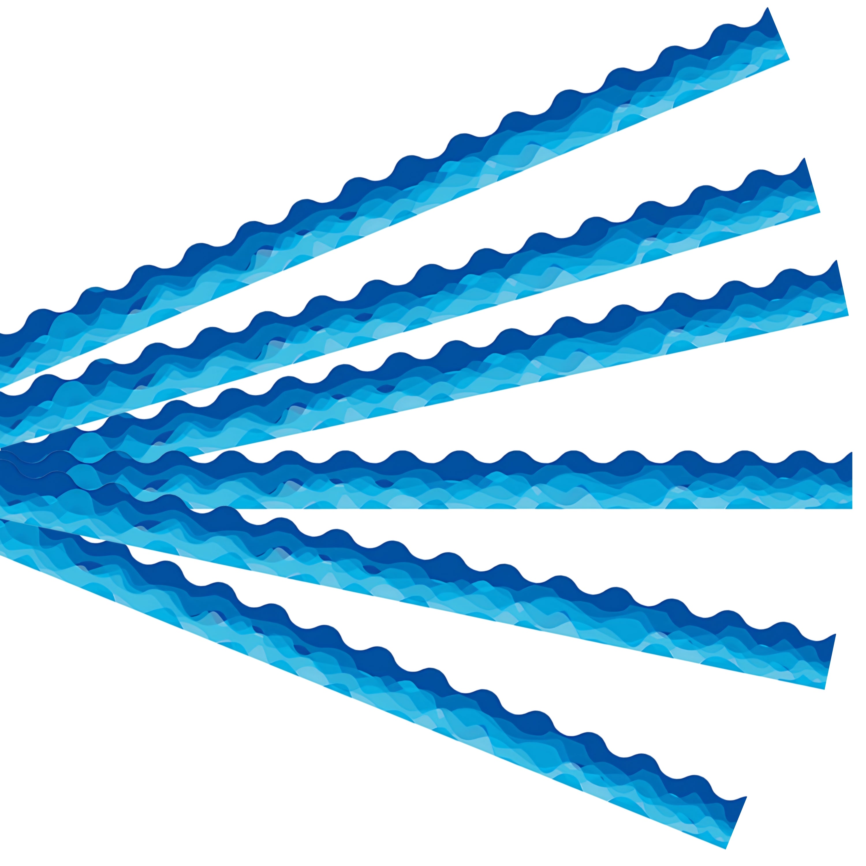 Waves of Blue Wavy Bulletin Board Border, 35 Feet