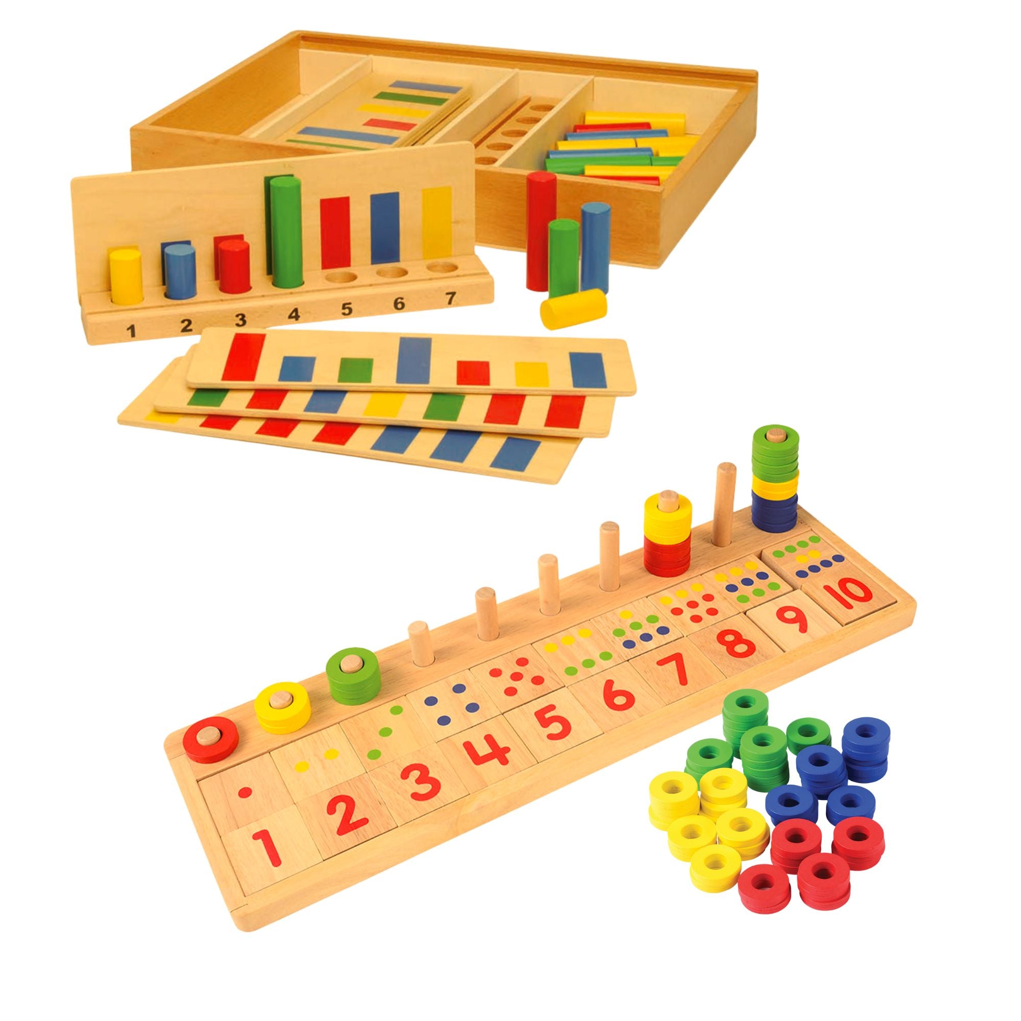 Wooden Math Bundle: Counting, Colors & Shapes Learning Toys for ...