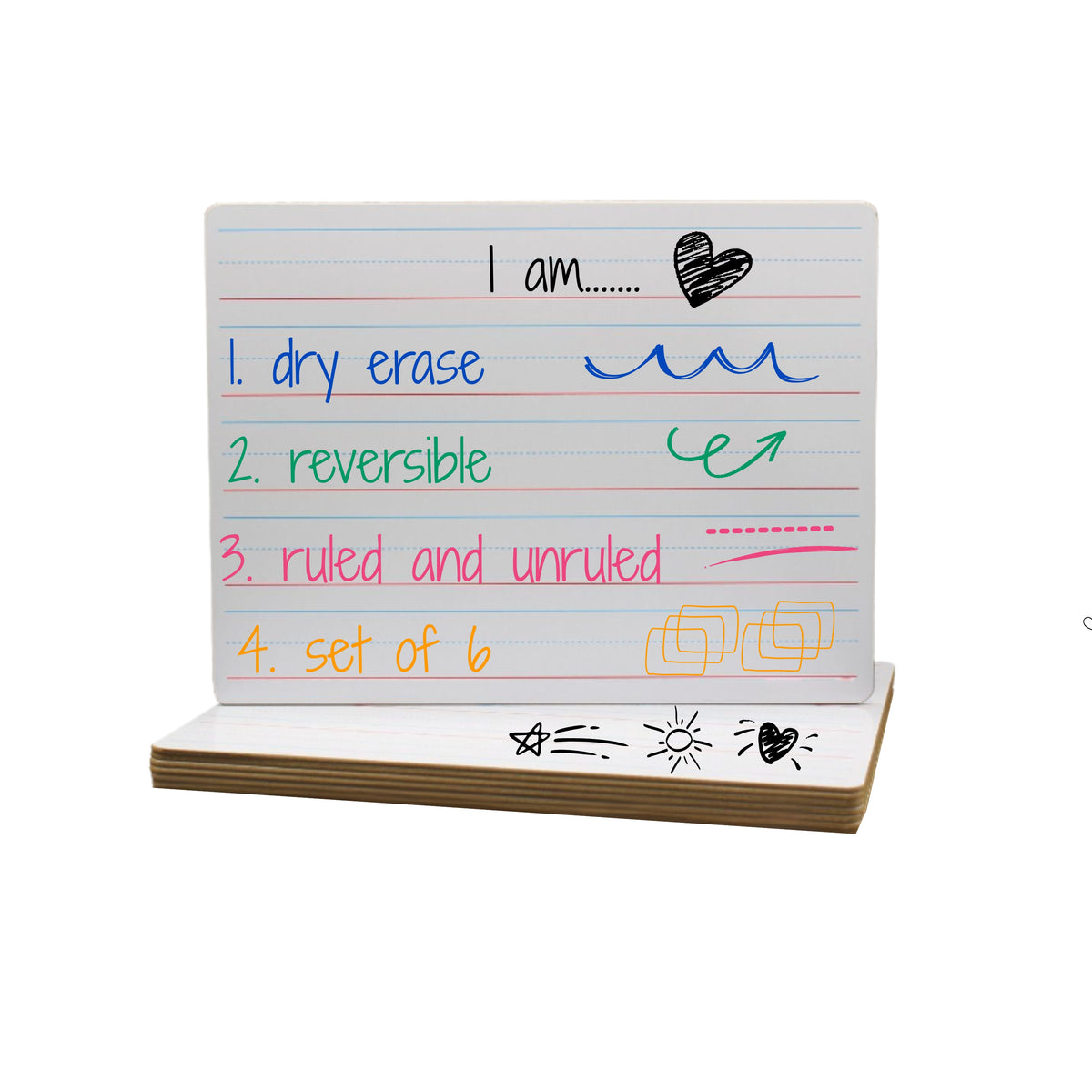 Dry Erase Reversible Lapboards - Set of 6