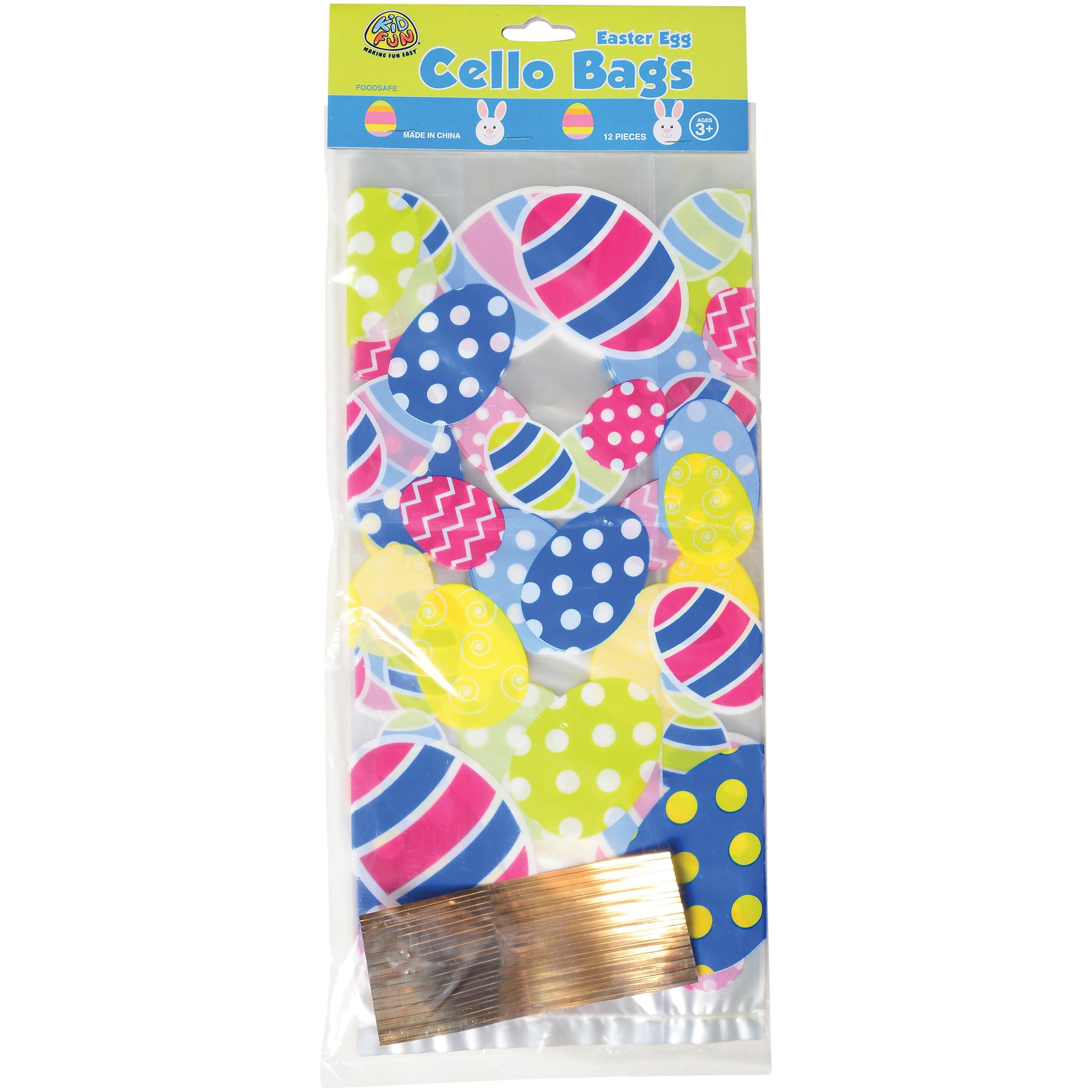 Easter Egg Cello Bags for Kids – 12 Pack Treat & Classroom Favor Bags