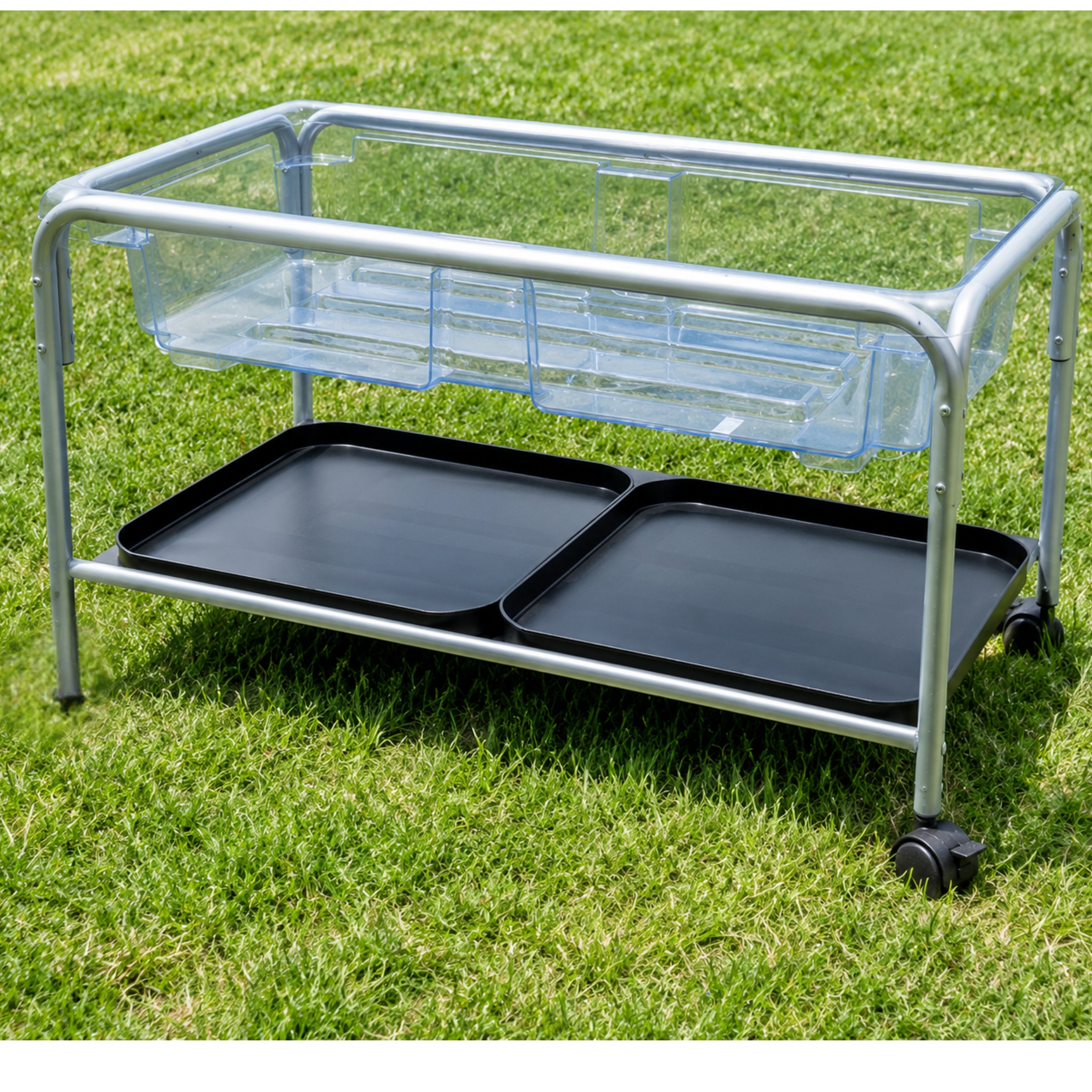 Toddler Clear-View Sand & Water Tray Set | Transparent Sensory Table with Stand & Lids