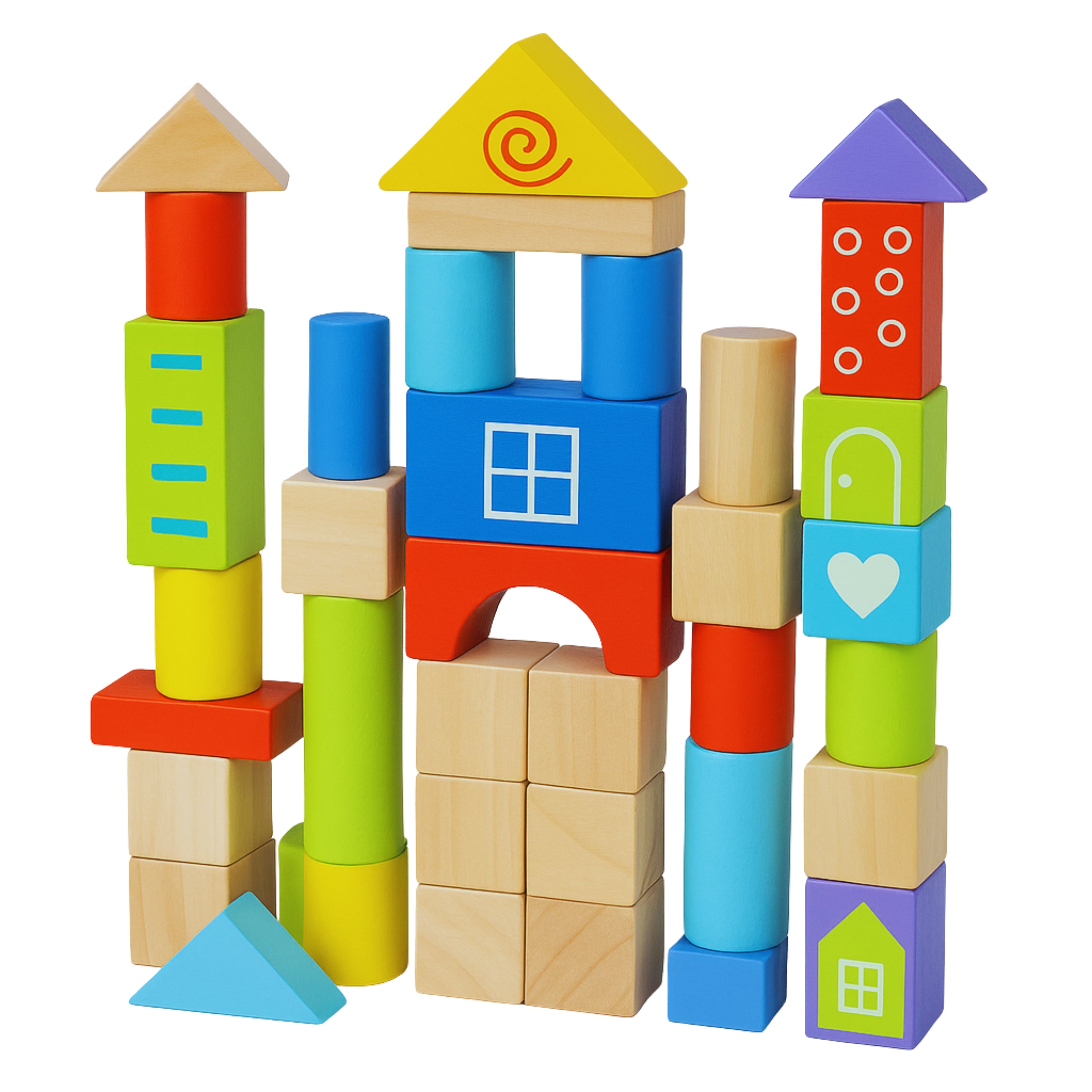 100-Piece Wooden Building Blocks Set for Toddlers – Colorful Stacking, Sorting & Educational Play