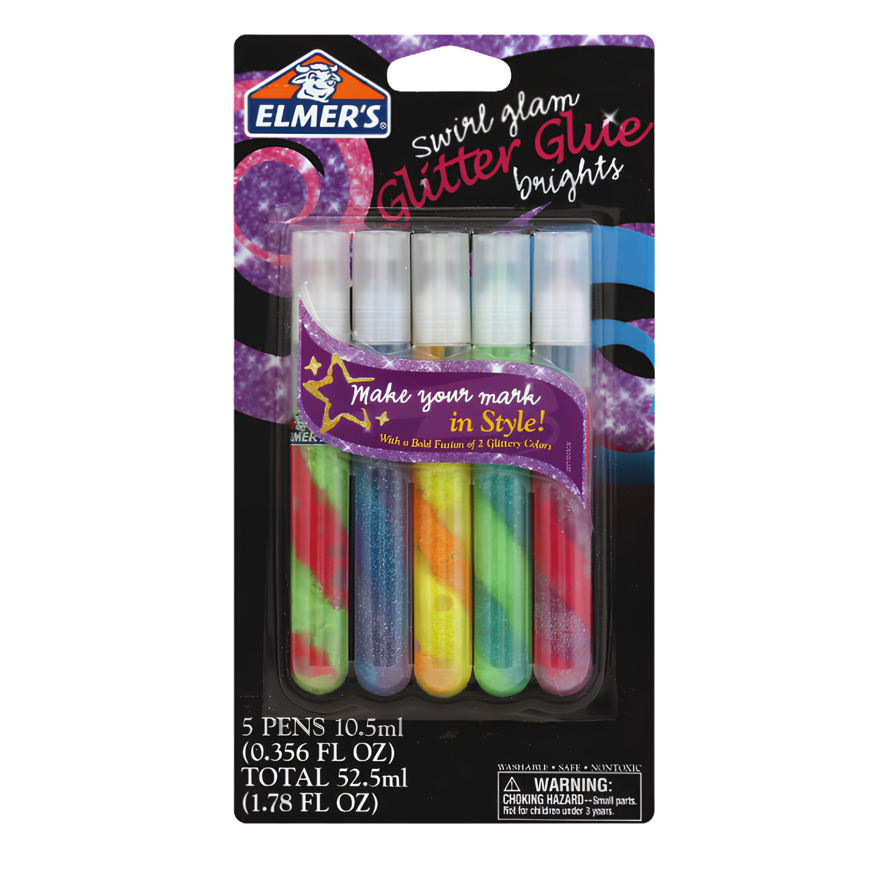 Elmer's Swirl Glitter Glue Pens 1.78oz 5/Pkg-Brights