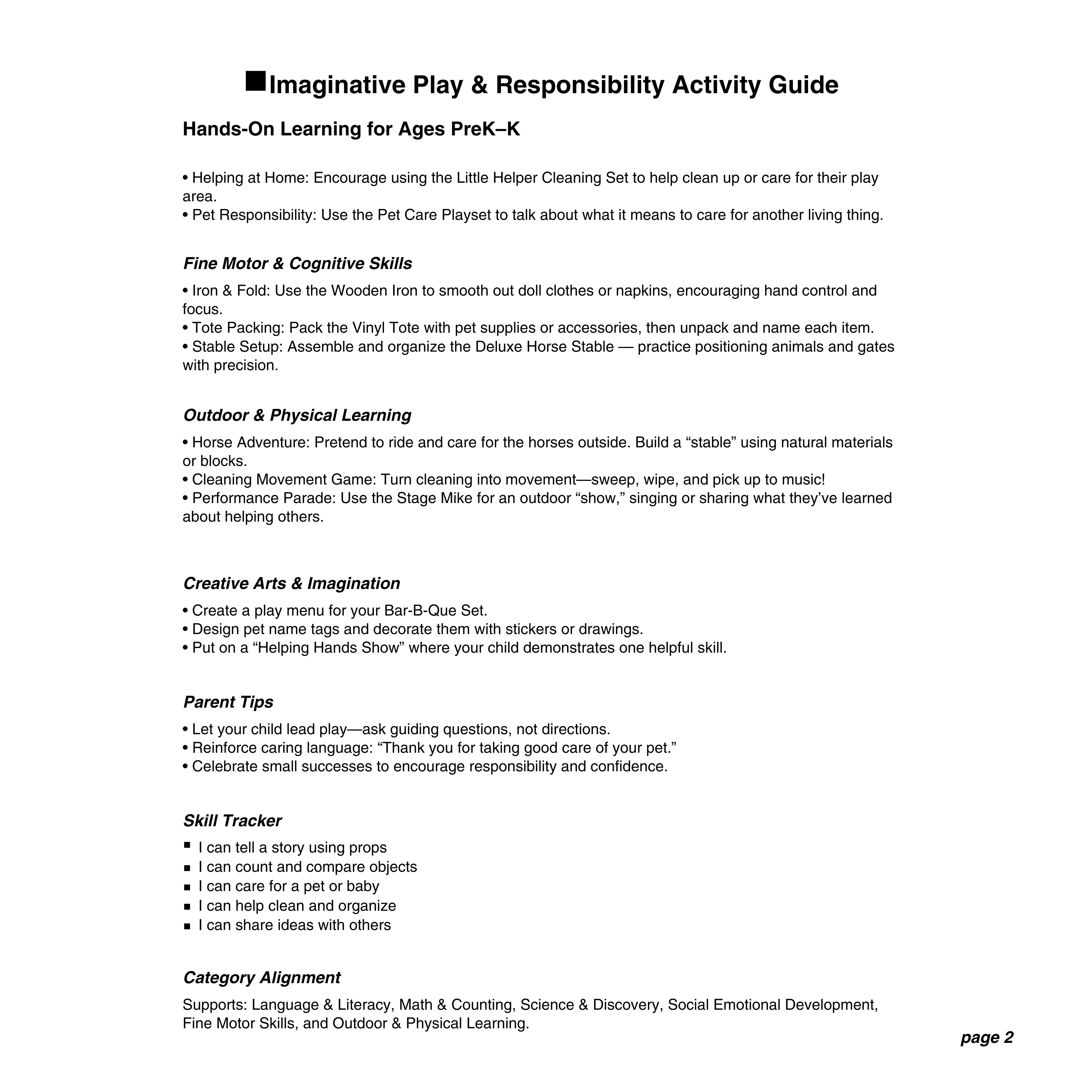 Imaginative Play & Responsibility Bundle