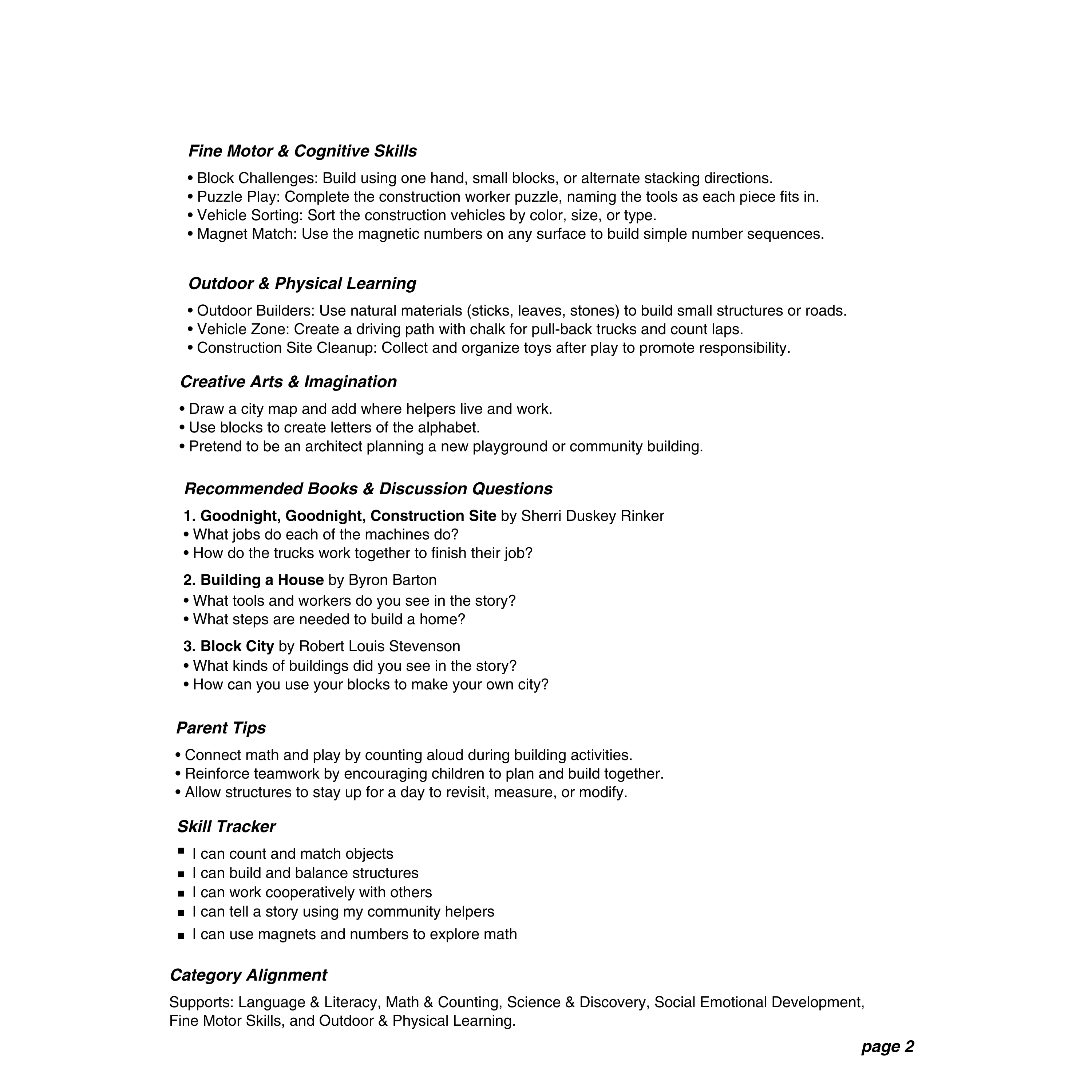 Construction & Early Math Learning Bundle