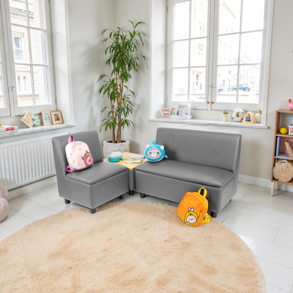 Modular Chair and Sofa with End Table, 3-Piece Set